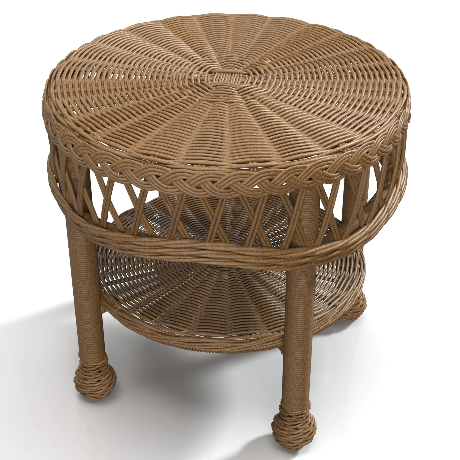 Outdoor Round Wicker Table PBR 3D Model_04